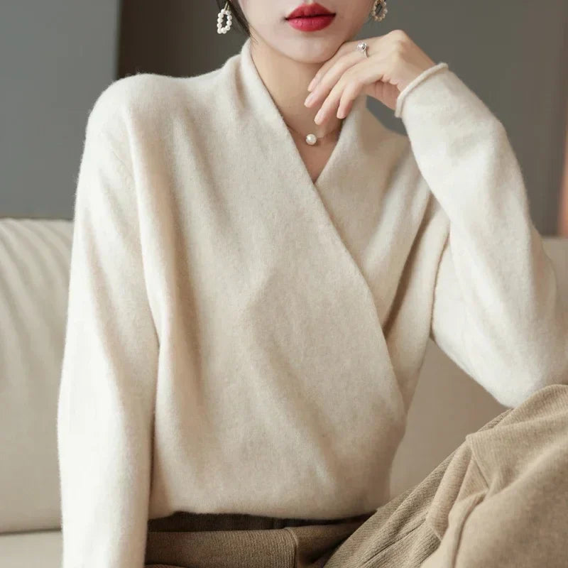 Women's Wrap Sweater V-Neck Long Sleeve - Evening Wear