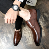 Men's Single Monk Strap Leather Brogue - Formal Office Wear