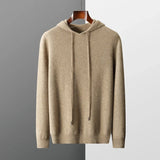 Men's Knit Hoodie Drawstring Ribbed Trim - Casual Loungewear