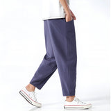Men's Tapered Trousers Elastic Waist Cropped Fit - Casual Streetwear