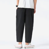 Men's Tapered Trousers Elastic Waist Cropped Fit - Casual Streetwear