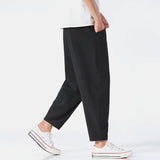 Men's Tapered Trousers Elastic Waist Cropped Fit - Casual Streetwear