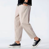 Men's Tapered Trousers Elastic Waist Cropped Fit - Casual Streetwear