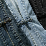 Men's Denim Jacket Kimono Style Utility Pockets - Casual Wear