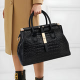 Women's Handbag Crocodile Embossed Top Handle - Office Wear