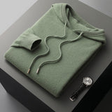 Men's Knit Hoodie Drawstring Ribbed Trim - Casual Loungewear