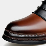 Men's Ankle Boots Two-Tone Leather Buckle Strap - Casual Fashion