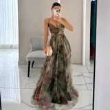 Women's Gown Floral Print Mesh - Formal Evening Wear