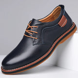 Men's Oxford Shoes Pebbled Texture Contrast Stitch - Business Casual