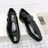 Men's Single Monk Strap Leather Brogue - Formal Office Wear