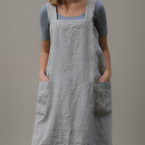 Women's Apron Dress Square Neck Dual Pocket - Garden Work