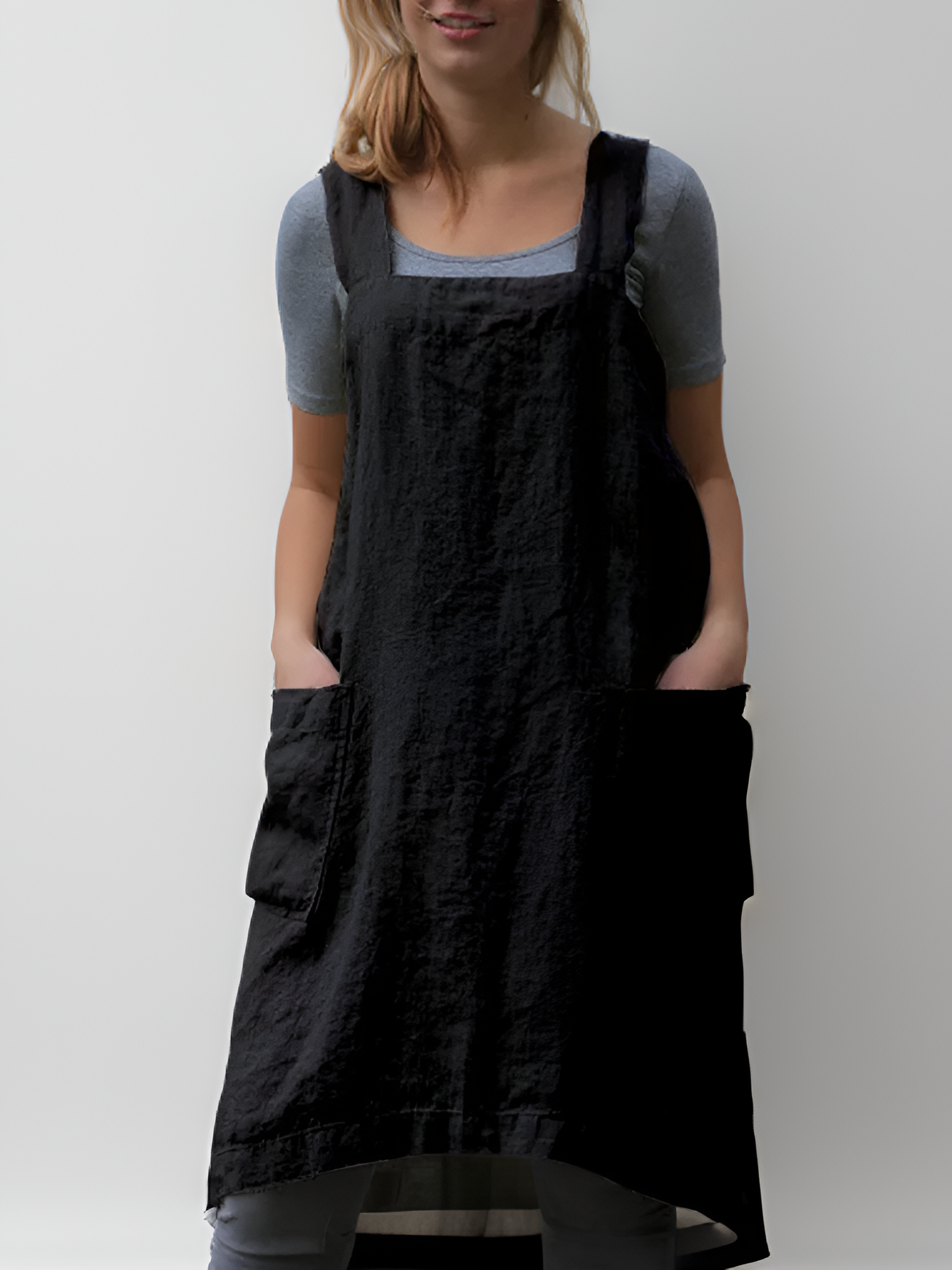 Women's Apron Dress Square Neck Dual Pocket - Garden Work