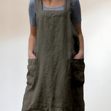 Women's Apron Dress Square Neck Dual Pocket - Garden Work