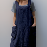 Women's Apron Dress Square Neck Dual Pocket - Garden Work
