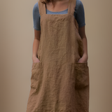 Women's Apron Dress Square Neck Dual Pocket - Garden Work