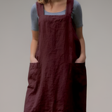 Women's Apron Dress Square Neck Dual Pocket - Garden Work