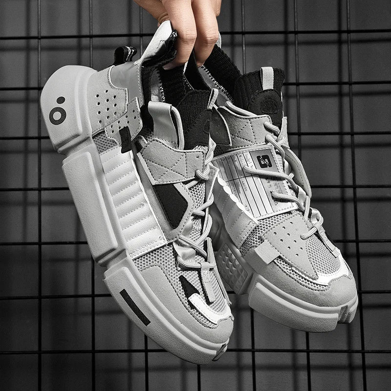 Men's Lace-Up Mesh Sneakers - Modern Streetwear
