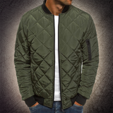 Men's Bomber Jacket Quilted Pattern Zip-Up - Casual Streetwear