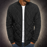 Men's Bomber Jacket Quilted Pattern Zip-Up - Casual Streetwear