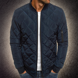 Men's Bomber Jacket Quilted Pattern Zip-Up - Casual Streetwear