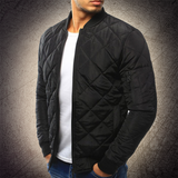 Men's Bomber Jacket Quilted Pattern Zip-Up - Casual Streetwear