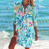 Women's Shirt Dress Tie Dye Long Sleeve - Beach Vacation