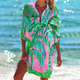 Women's Shirt Dress Tie Dye Long Sleeve - Beach Vacation