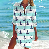 Women's Shirt Dress Tie Dye Long Sleeve - Beach Vacation