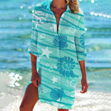 Women's Shirt Dress Tie Dye Long Sleeve - Beach Vacation