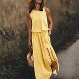 Women's Maxi Dress Sleeveless Side Slit - Casual Summer Outing