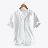 Men's Henley Shirt Short Sleeve Banded Collar - Summer Casual