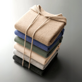 Men's Knit Hoodie Drawstring Ribbed Trim - Casual Loungewear