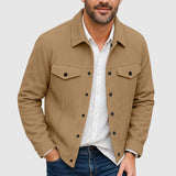 Men's Button Up Jacket Flap Pockets Vintage Look - Casual Outerwear