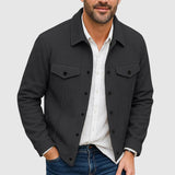 Men's Button Up Jacket Flap Pockets Vintage Look - Casual Outerwear