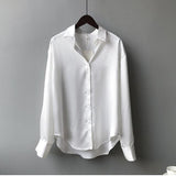 Women's Long Sleeve Elegant Satin Button Down Blouse - Work & Casual Wear