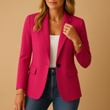 Women's Fitted Blazer Tailored Single Button - Smart Casual Wear