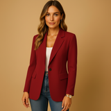 Women's Fitted Blazer Tailored Single Button - Smart Casual Wear