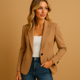 Women's Fitted Blazer Tailored Single Button - Smart Casual Wear
