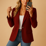 Women's Fitted Blazer Tailored Single Button - Smart Casual Wear
