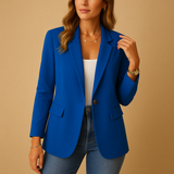 Women's Fitted Blazer Tailored Single Button - Smart Casual Wear