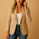 Women's Fitted Blazer Tailored Single Button - Smart Casual Wear