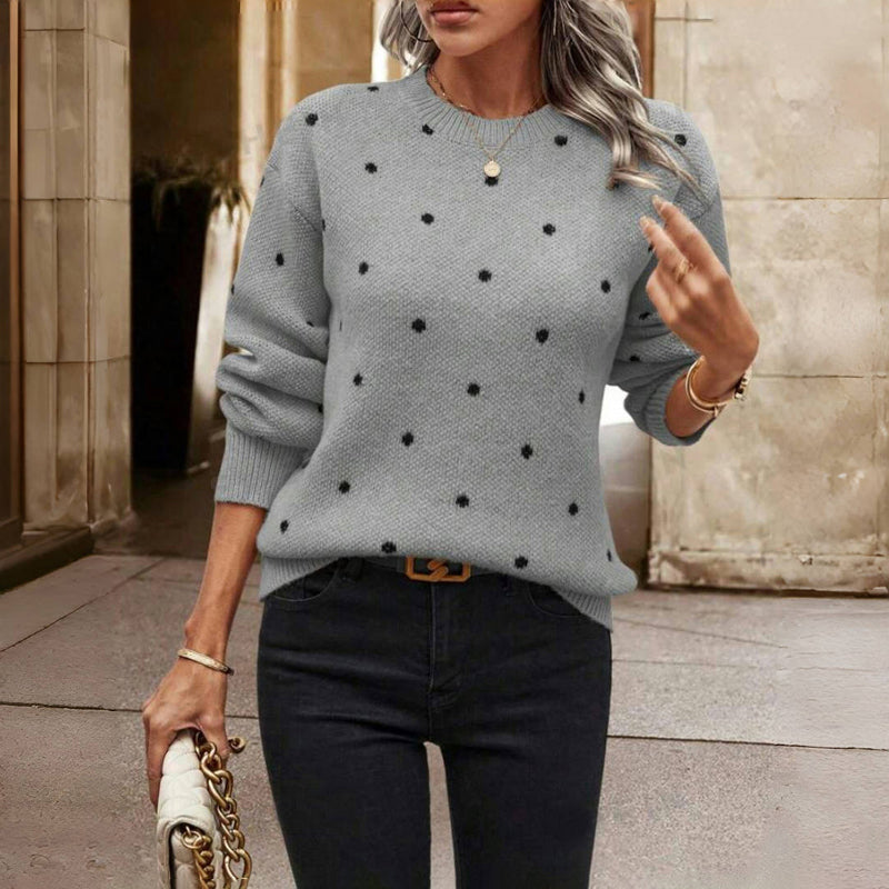 Women's Knit Sweater Polka Dot Long Sleeve - Casual Wear