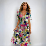 Women's Floral Wrap Dress Flutter Sleeve - Date Night