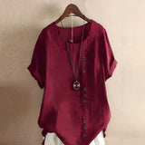 Women's Blouse Short Sleeve Button Detail - Casual Daily Wear