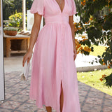 Women's Midi Dress Textured Down - Daytime Casual