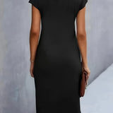 Women's Sheath Dress Ruched Sleeve - Office Wear