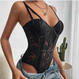 Women's Lace Bodysuit Corset Style Spaghetti Strap - Date Night