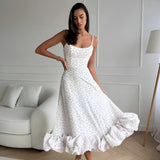 Women's Midi Dress Floral Print Ruffle Hem - Garden Party