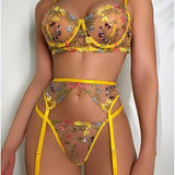 Women's Lingerie Set Embroidered Sheer 3 Piece - Date Night