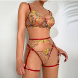 Women's Lingerie Set Embroidered Sheer 3 Piece - Date Night